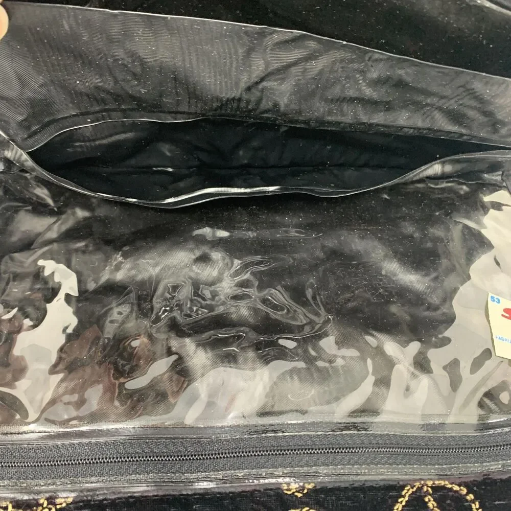 Siris Black Gold Floral Velvet Travel Cosmetic Toiletry Organizer Bag USA